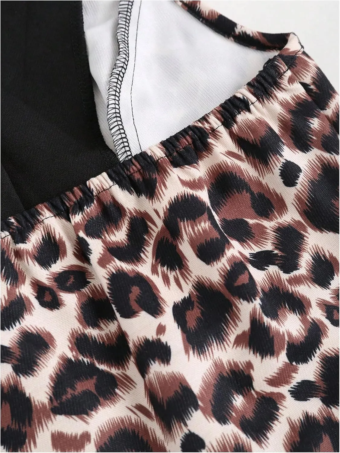 WDIRARA Women's Leopard Print Blazer Vest Button Front Halter Vest Crop Top