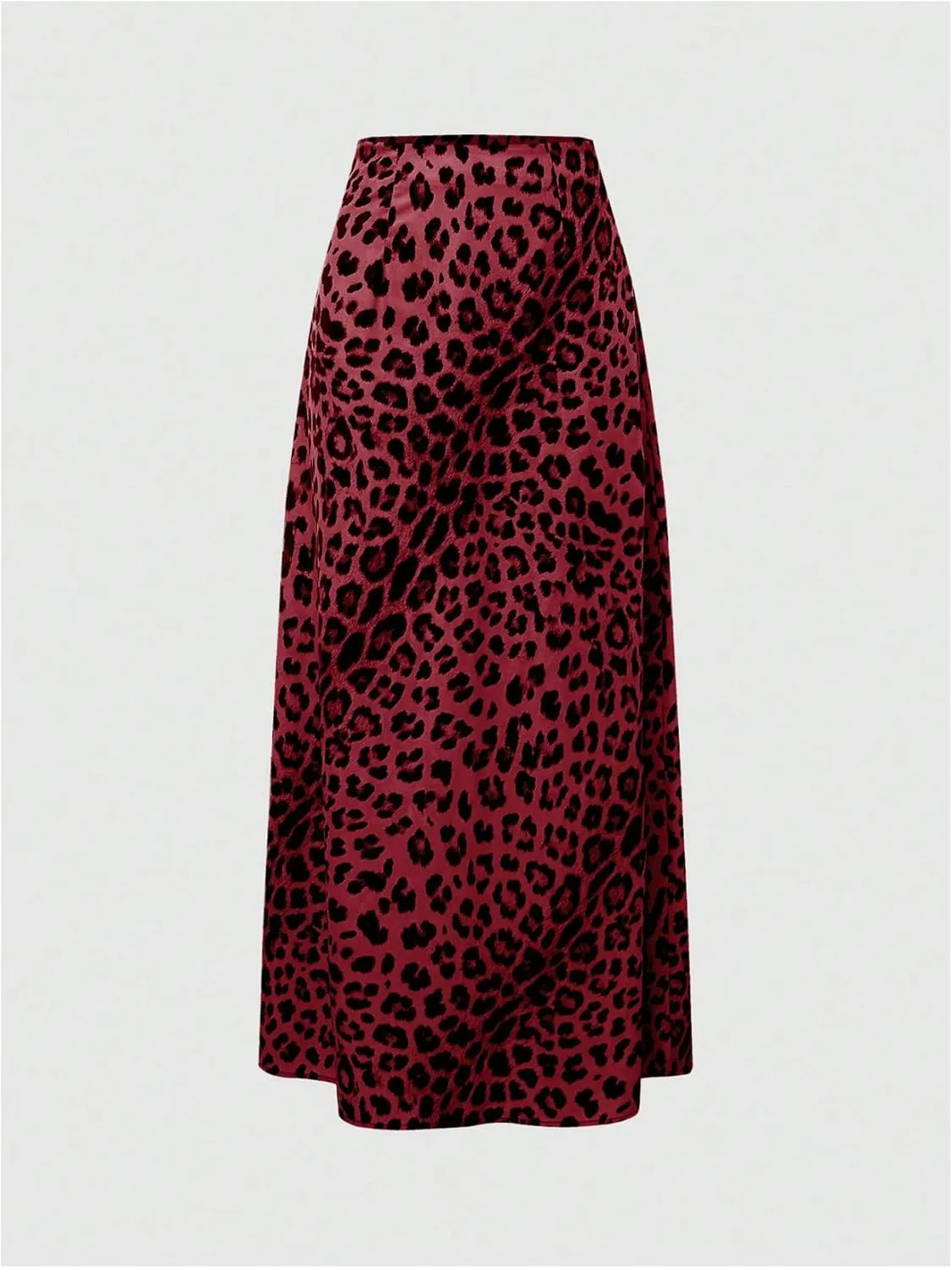 WDIRARA Women's Leopard Print Maxi Skirts Casual Elastic High Waist Floor Length Long Skirts