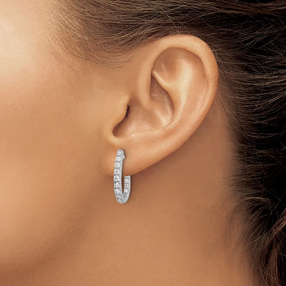 White Gold Lab Grown Diamond VS/SI FGH In and Out J-Hoop Earring - Model EM9122-100-WLG