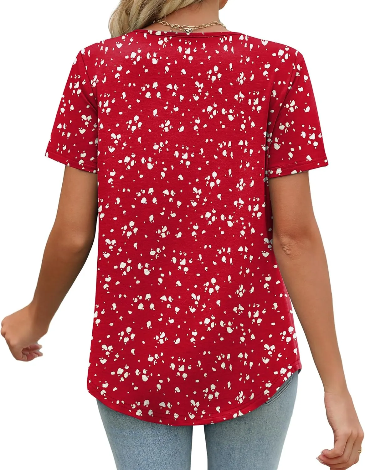 WIHOLL Womens Summer Tunic Tops Button Down Shirts Short Sleeve T-shirts Beach Vacation Clothes Spring S-3XL