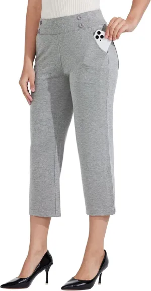Willit Women's Capri Pants Dress Yoga Capri Stretch Business Work Casual Capris Straight Leg Office Pants 21"