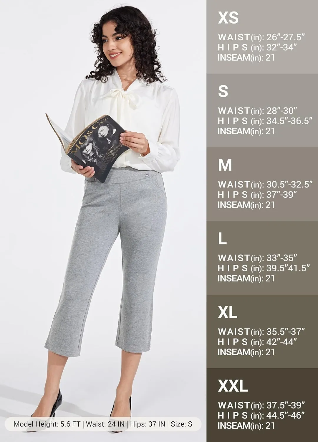 Willit Women's Capri Pants Dress Yoga Capri Stretch Business Work Casual Capris Straight Leg Office Pants 21"