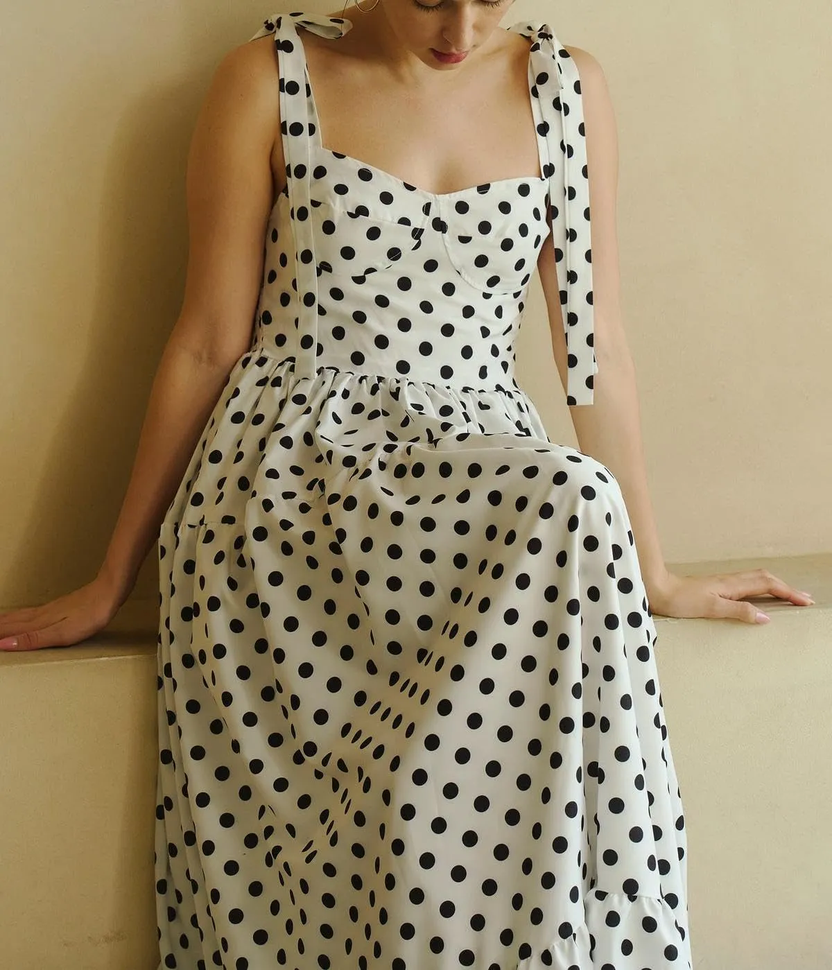 Women Boho Cami Long Dress Polka Dot Spaghetti Strap Flowy Maxi Dress 2025 Summer Beach Vacation Sundress
