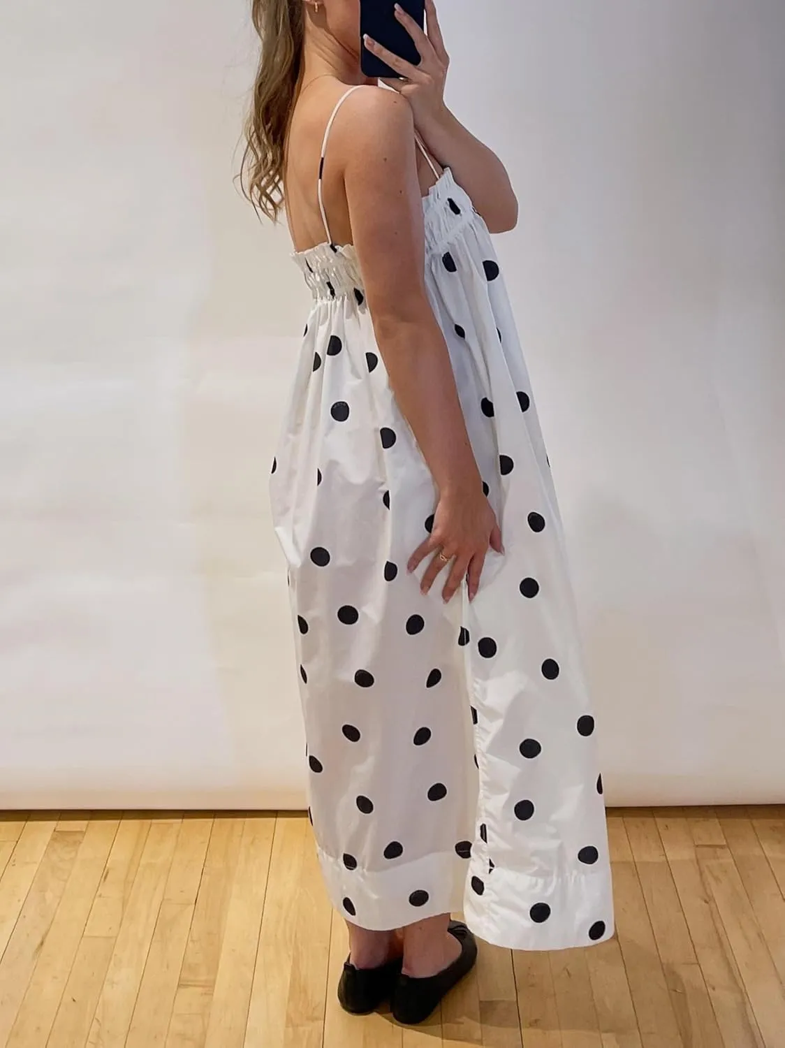 Women Boho Cami Long Dress Polka Dot Spaghetti Strap Flowy Maxi Dress 2025 Summer Beach Vacation Sundress