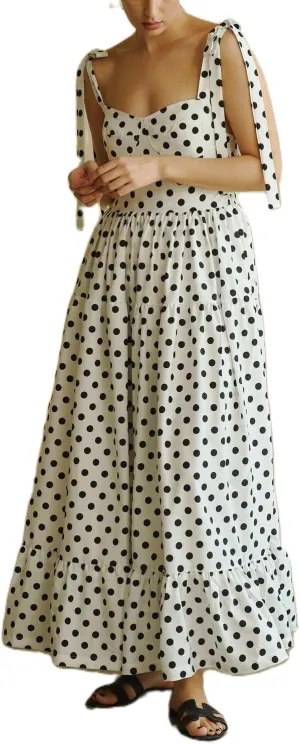 Women Boho Cami Long Dress Polka Dot Spaghetti Strap Flowy Maxi Dress 2025 Summer Beach Vacation Sundress