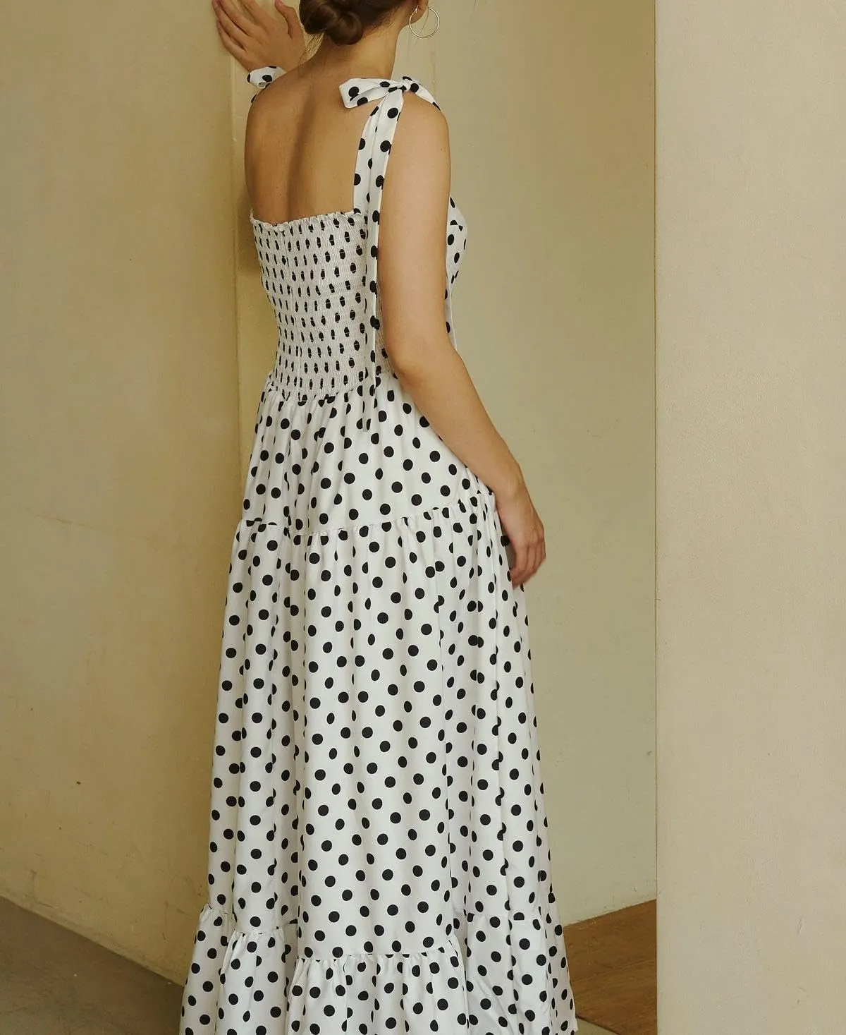 Women Boho Cami Long Dress Polka Dot Spaghetti Strap Flowy Maxi Dress 2025 Summer Beach Vacation Sundress