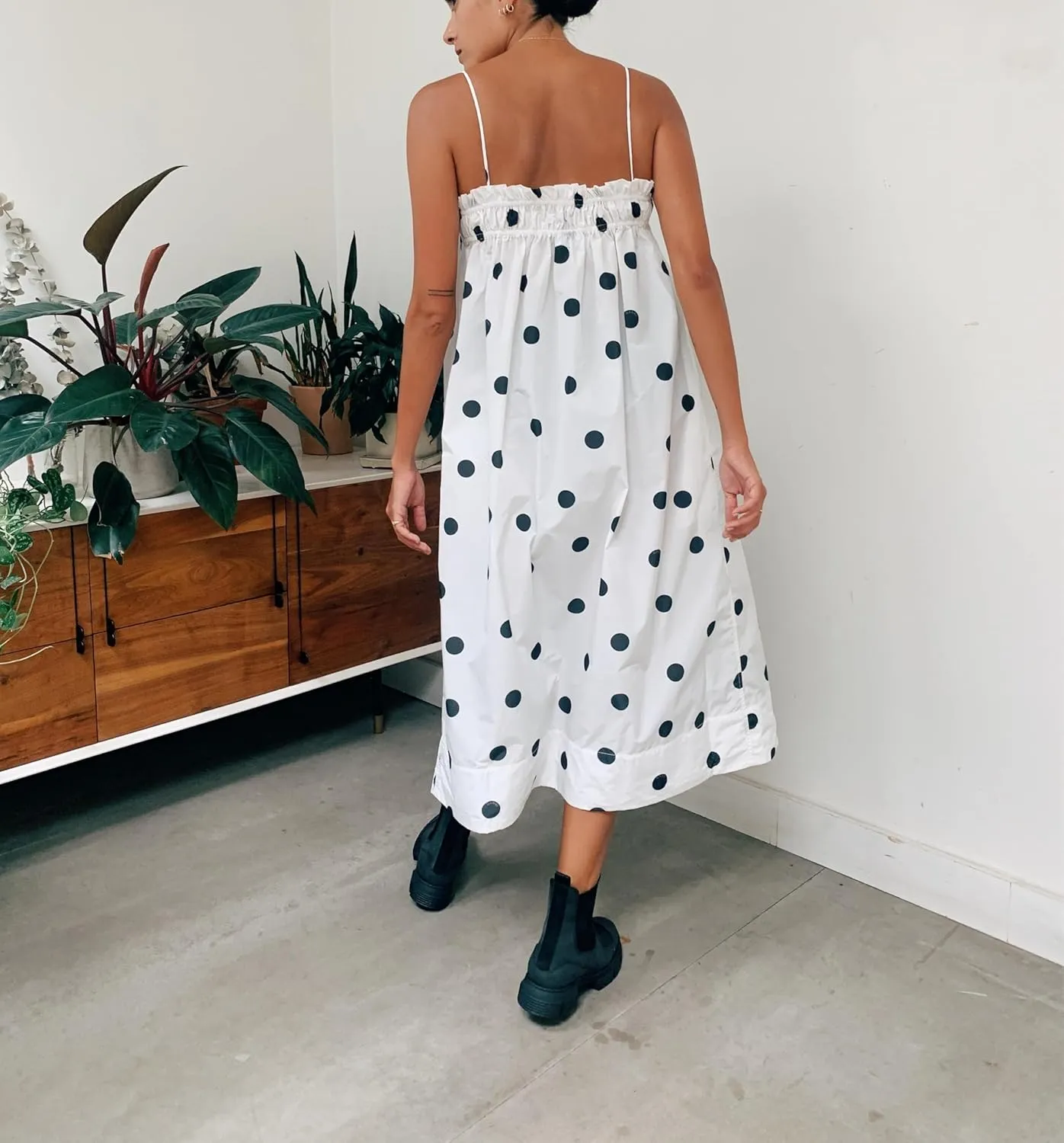 Women Boho Cami Long Dress Polka Dot Spaghetti Strap Flowy Maxi Dress 2025 Summer Beach Vacation Sundress