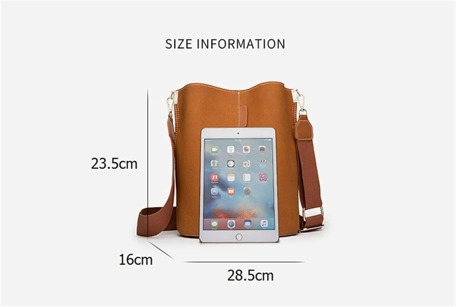 Women Bucket Bags Wide Strap Women Shoulder Bags Luxury Leather Crossbody Bag For Women(Brown)