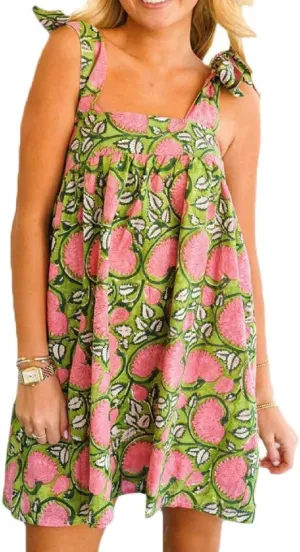 Women Cute Floral Mini Dress Boho Tie Shoulder Babydoll Short Dress Summer Ruffle Flowy Beach Vacation Sundress