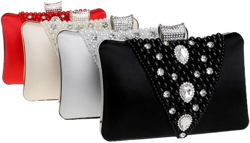 Women Handmade Beaded Evening Bags Pearl Clutch Bags For Party Banquet Tote