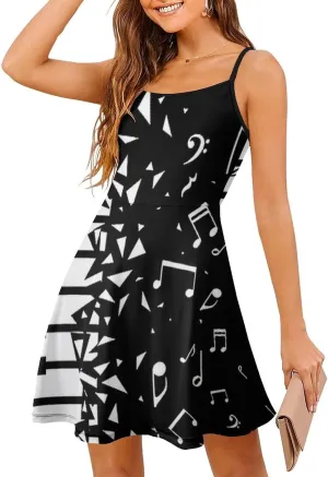 Women Summer Casual Dress Adjustable Spaghetti Strap Backless Beach Sundress