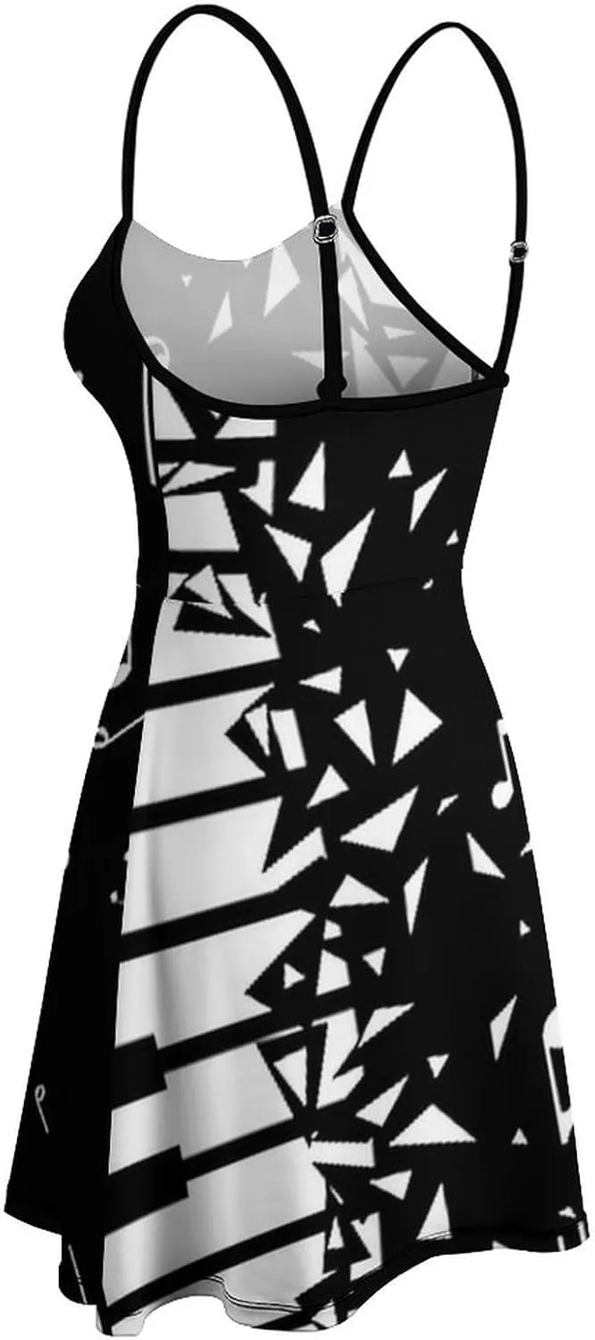 Women Summer Casual Dress Adjustable Spaghetti Strap Backless Beach Sundress