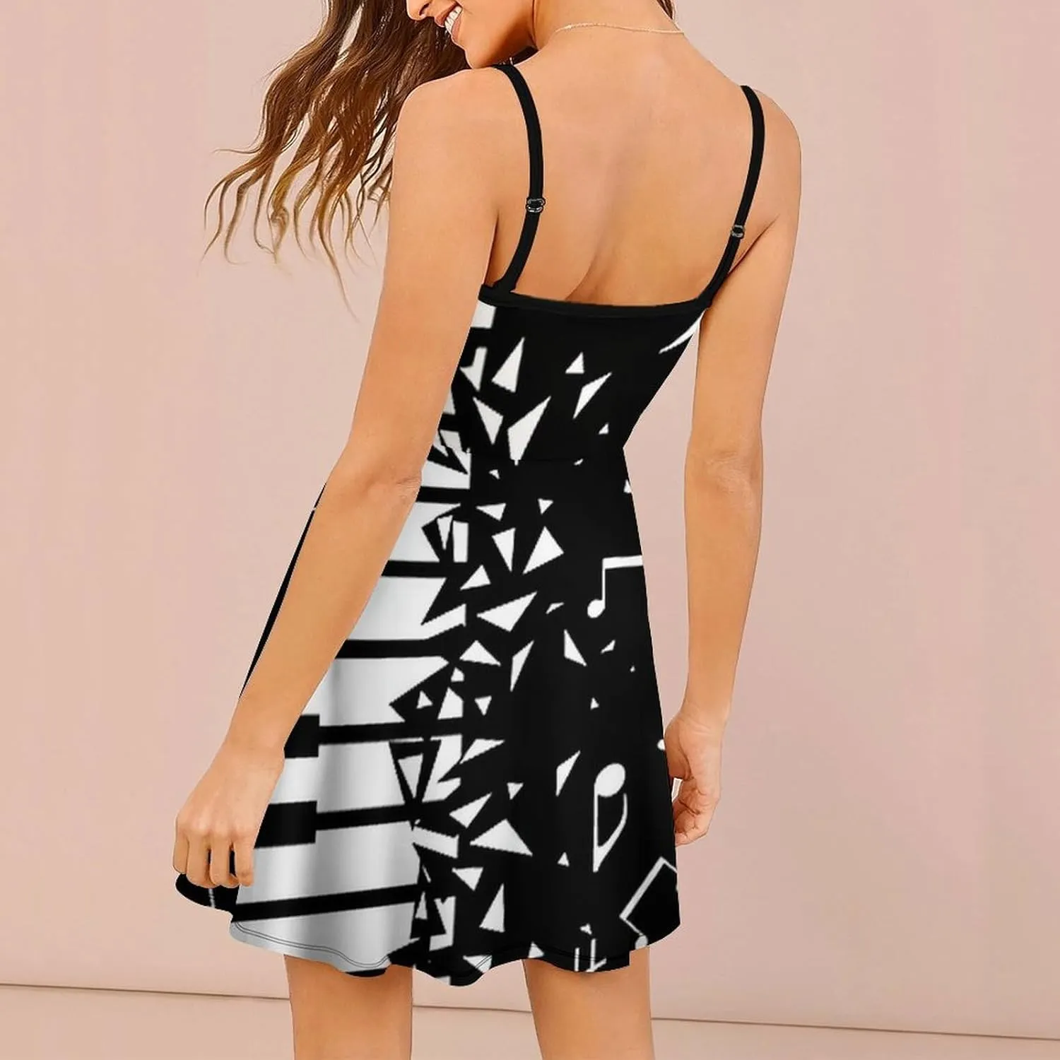 Women Summer Casual Dress Adjustable Spaghetti Strap Backless Beach Sundress