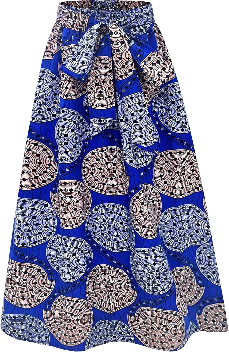 Women's African Wax Print Skirt Ankara Long Skirt Triditional Tribal Maxi Skirt with Pockets One Size