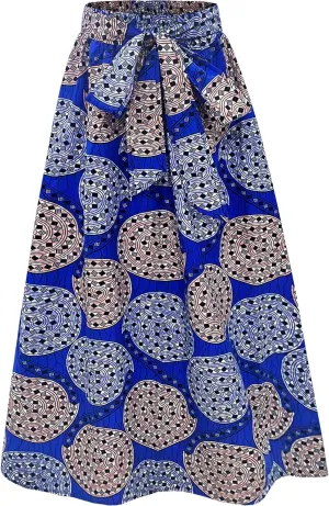 Women's African Wax Print Skirt Ankara Long Skirt Triditional Tribal Maxi Skirt with Pockets One Size