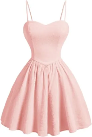 Women's Back Tie Bowknot Summer Dress, Pastel Backless Fashion Short Cami Dresses for Women