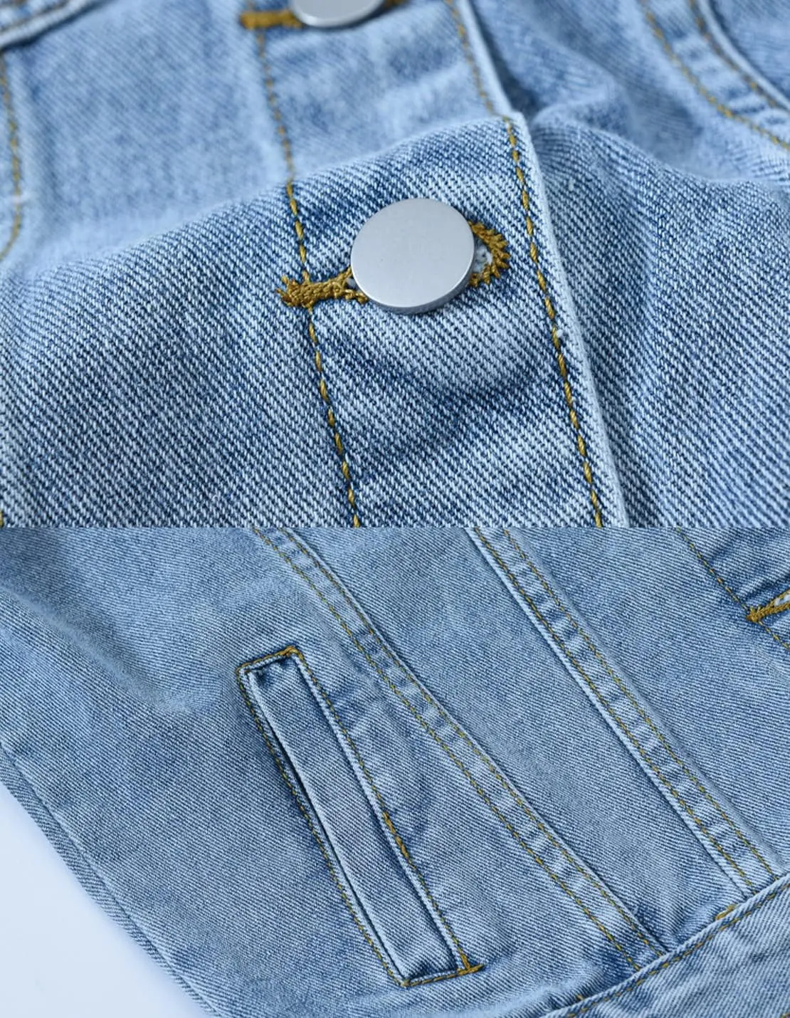 Women's Denim Cotton Button Closed Long Sleeve Solid Color Jacket With Pockets