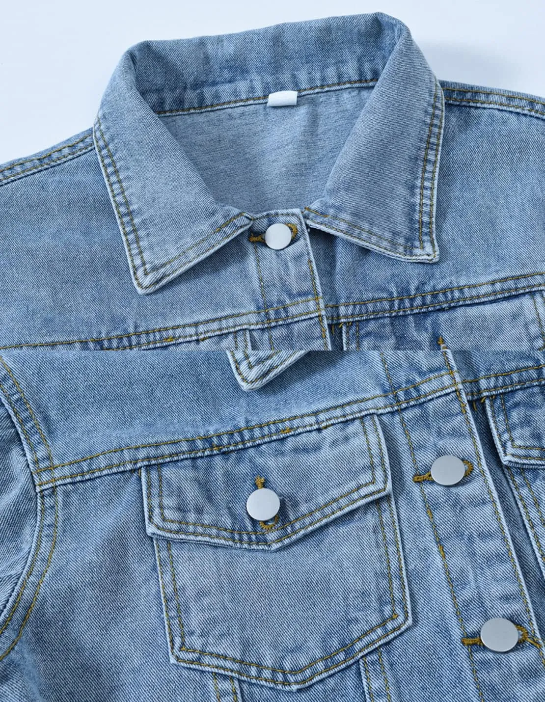 Women's Denim Cotton Button Closed Long Sleeve Solid Color Jacket With Pockets