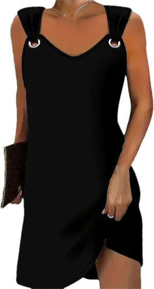 Women's Fashion Casual Solid Color Suspender Dress Sleeveless Summer Camisole Skirt