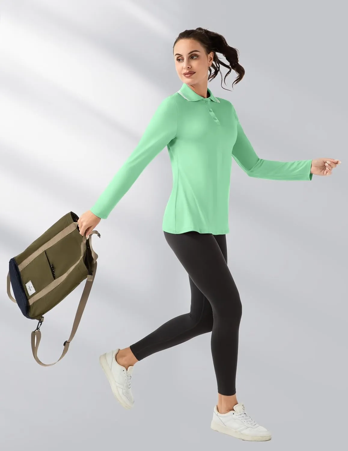Women's Golf Polo Shirts Long Sleeve Workout Tops UPF 50  Sun Protection Quick Dry Lightweight Active Tennis Shirts