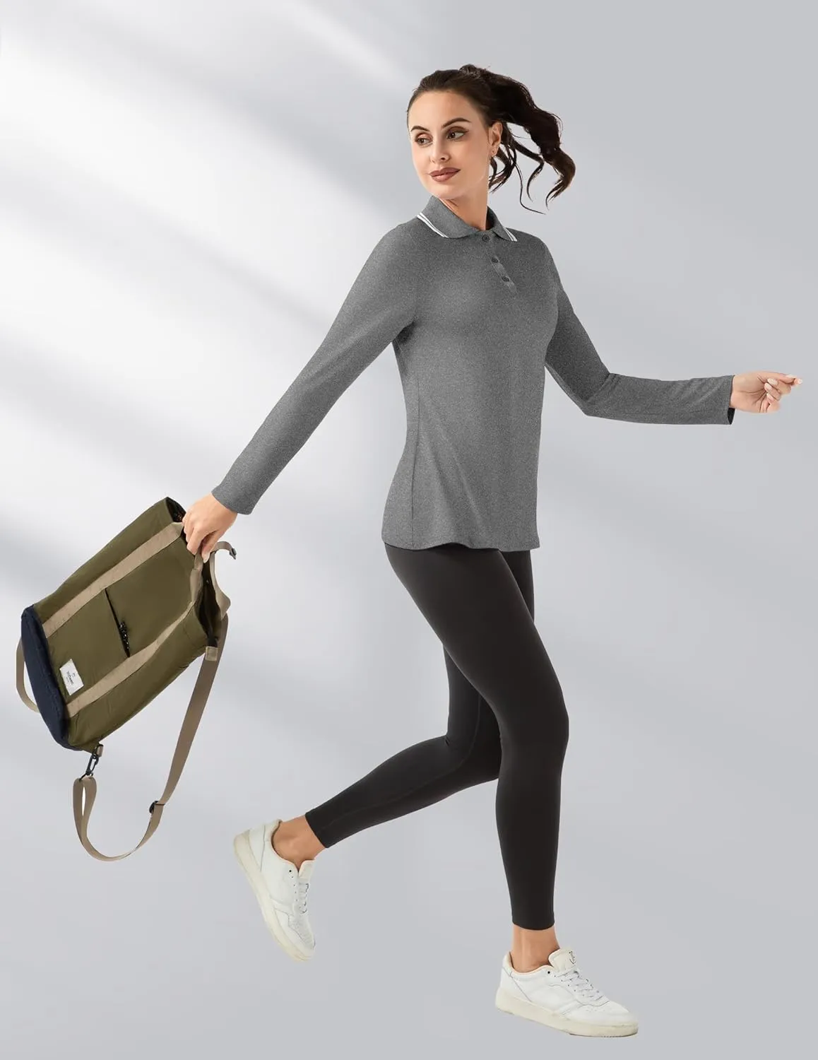 Women's Golf Polo Shirts Long Sleeve Workout Tops UPF 50  Sun Protection Quick Dry Lightweight Active Tennis Shirts