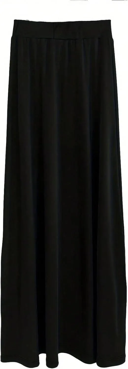 Women's High Waist Double Slit Thigh Maxi Skirt High Waisted Casual Bodycon Long Skirts Sexy Flowy Long Skirt