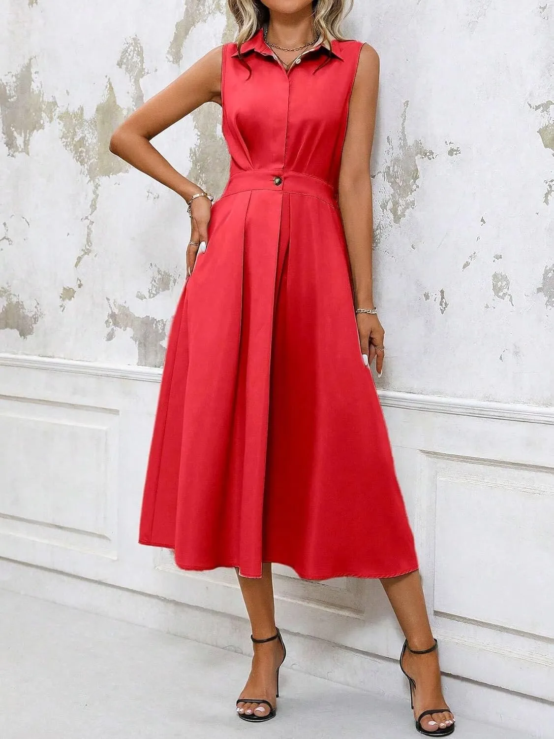 Women's Solid Color Daily A-Line Sleeveless Dress Maxi Outfit Fashion Dresses for Women
