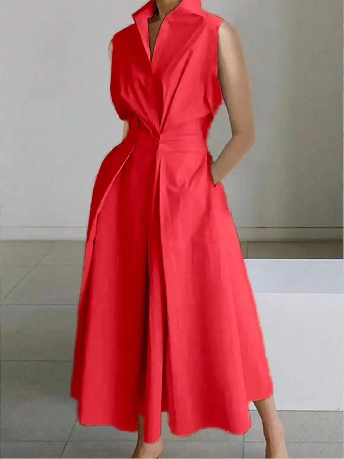 Women's Solid Color Daily A-Line Sleeveless Dress Maxi Outfit Fashion Dresses for Women