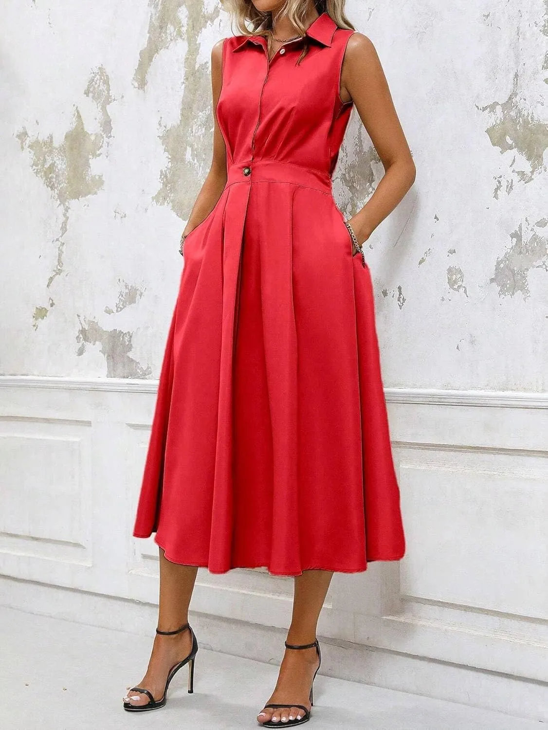 Women's Solid Color Daily A-Line Sleeveless Dress Maxi Outfit Fashion Dresses for Women