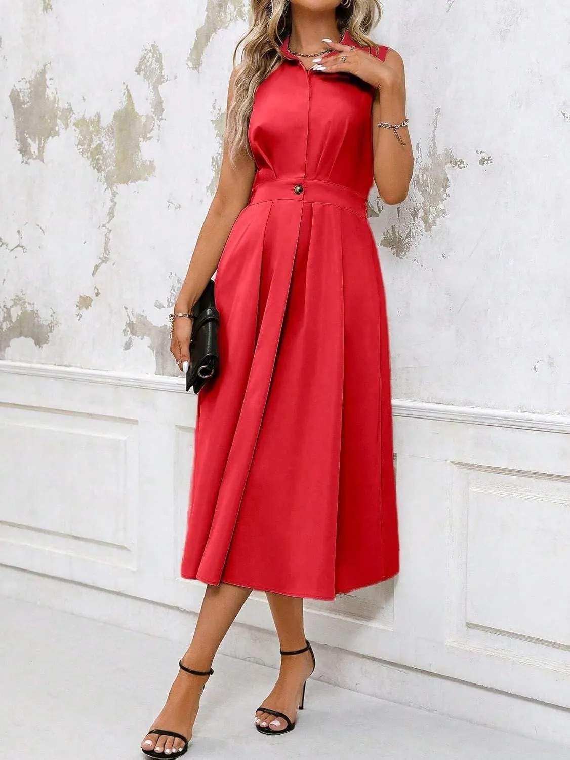 Women's Solid Color Daily A-Line Sleeveless Dress Maxi Outfit Fashion Dresses for Women