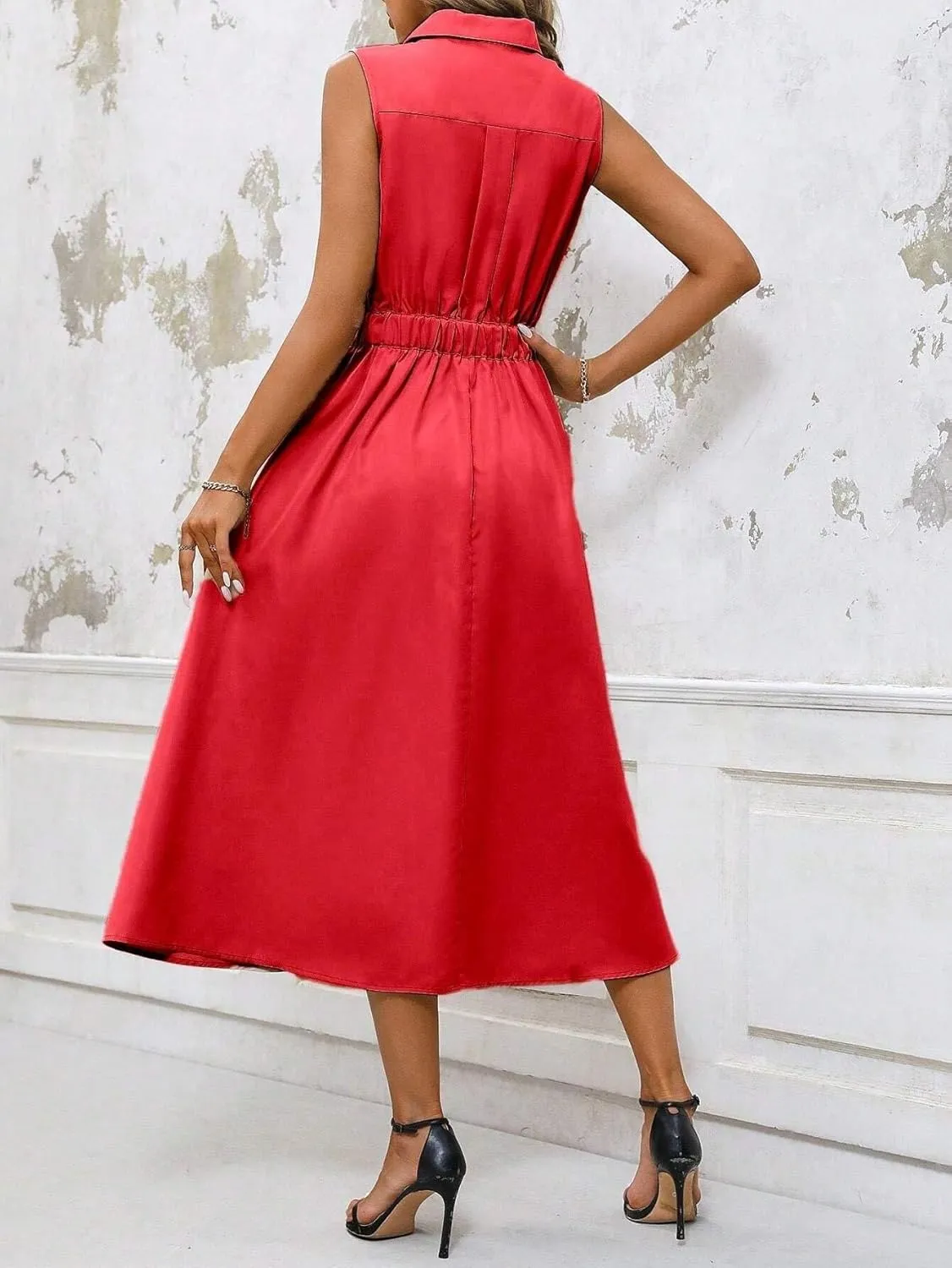 Women's Solid Color Daily A-Line Sleeveless Dress Maxi Outfit Fashion Dresses for Women