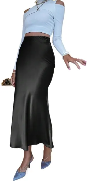 Womens Solid Color Slimming Fit Maxi Skirt, Casual Street Style Summer Long Skirts for Women