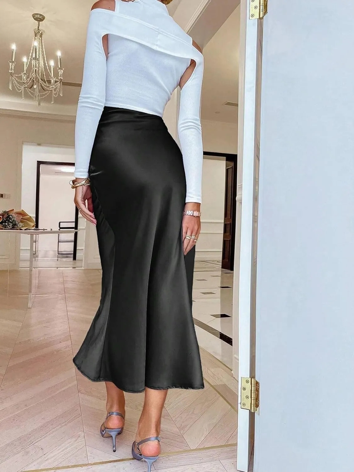 Womens Solid Color Slimming Fit Maxi Skirt, Casual Street Style Summer Long Skirts for Women