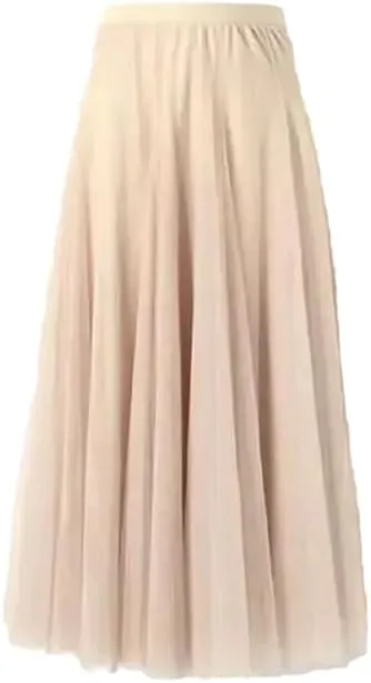 Women's Summer Elastic Beach Skirt High Waist Pleated Long Skirt