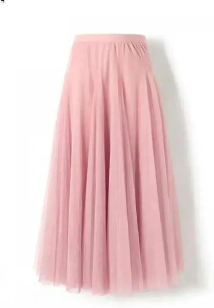 Women's Summer Elastic Beach Skirt High Waist Pleated Long Skirt