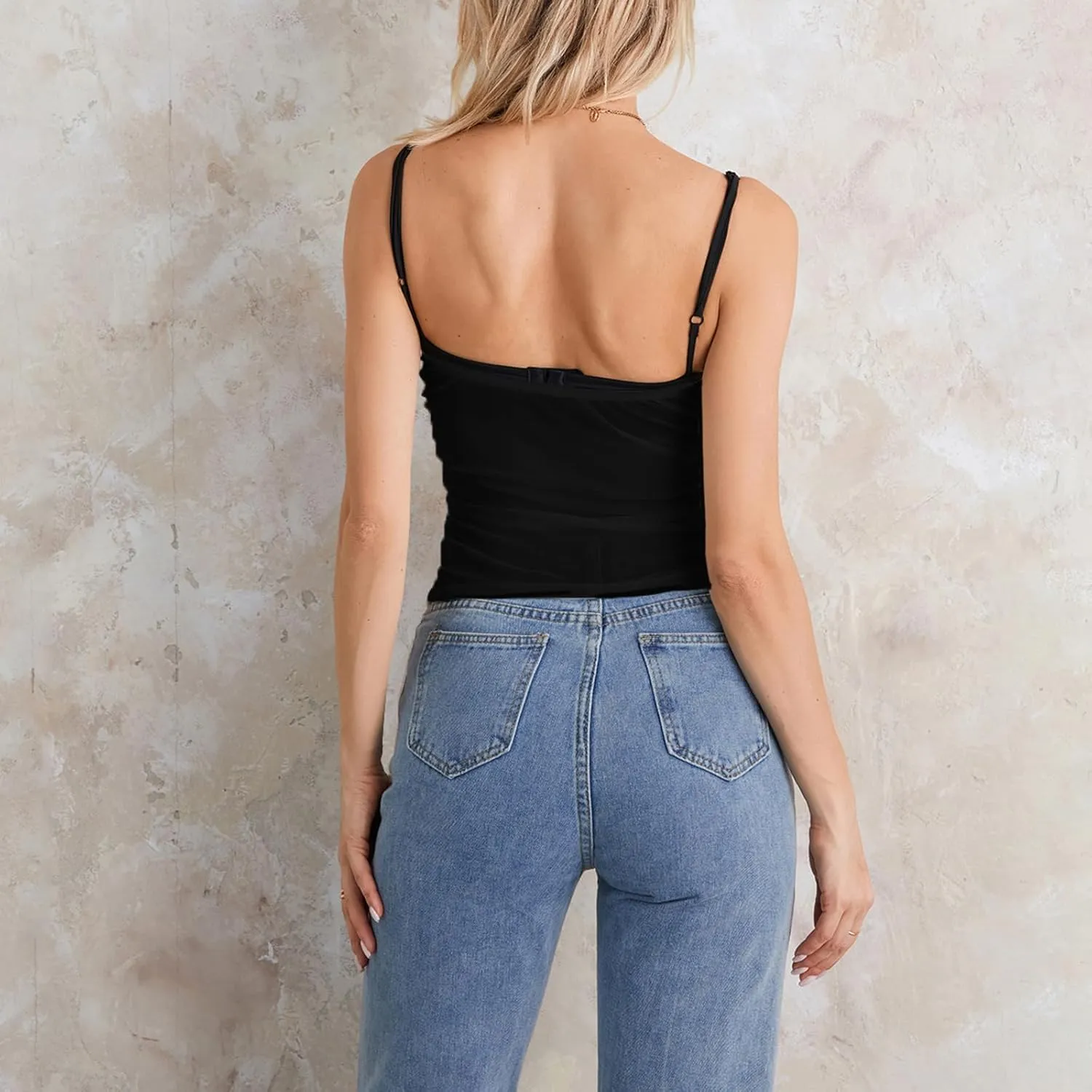 Women's Tank Top Spaghetti Strap Camisoles Lace Square Neck Bustier Cami Tops Summer Going Out Tops Y2K Streetwear
