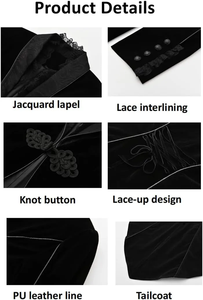 Women's Victorian Lace Tailcoat Pirate Gothic Steampunk Jackets Medieval Lapel Coat