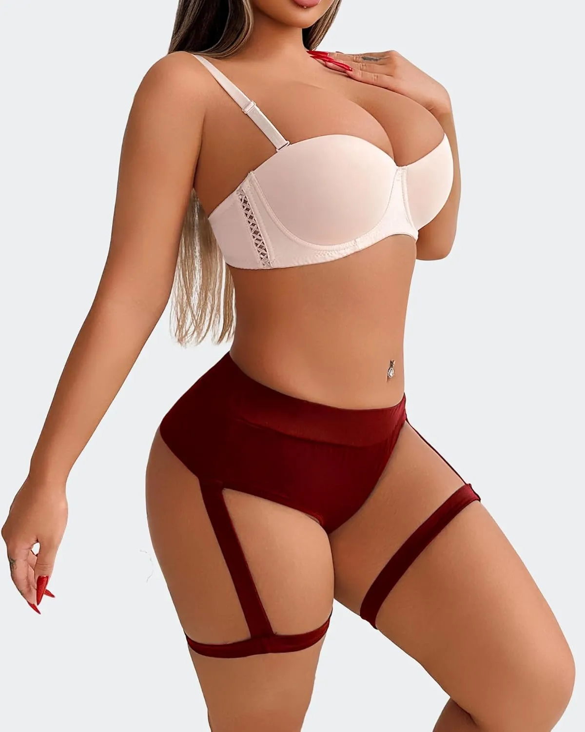 Women's Yoga Shorts with Garters High Waist Slim Sexy Bodycon Booty Dance Hot Pants Bandage Workout Butt Lifting