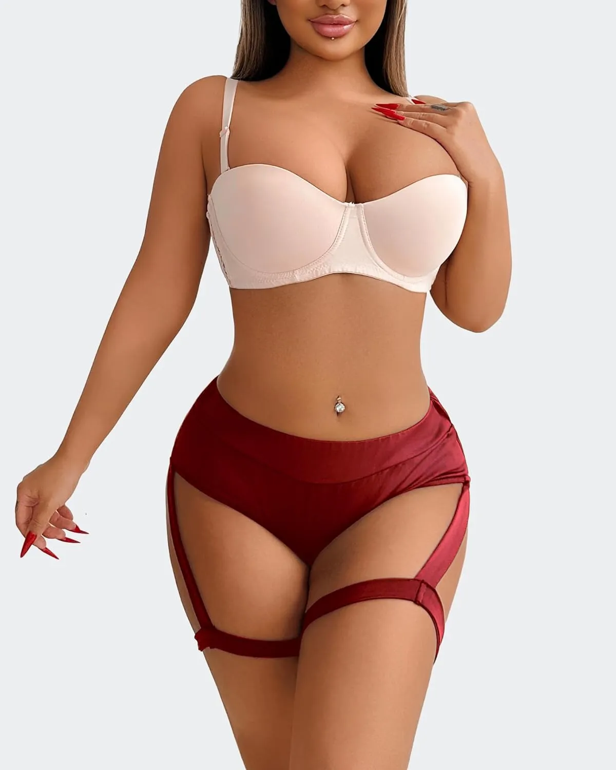 Women's Yoga Shorts with Garters High Waist Slim Sexy Bodycon Booty Dance Hot Pants Bandage Workout Butt Lifting