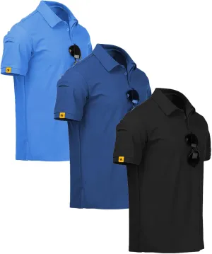 ZITY 3 Pack Mens Polo Shirt Short Sleeve Sports Performance Business Casual Golf Shirts for Men Collared Tactical T-Shirts