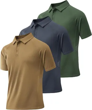 ZITY 3 Pack Polo Shirts for Men Cool Dry Outdoor Fishing Athletic Fit Short Sleeve Collared T-Shirts