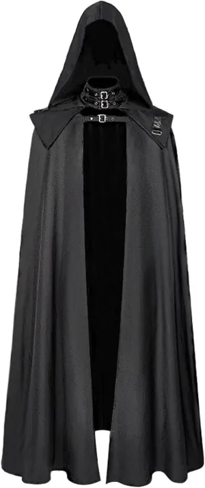 ZYXTIM 2 Pieces Set Mens Vintage Gothic Hooded Cape Robe Cloak Plus Size Mediveral Wizard Halloween Cosplay Costume